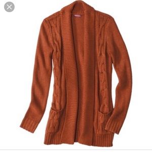 Long Burnt Orange Knit Cardigan